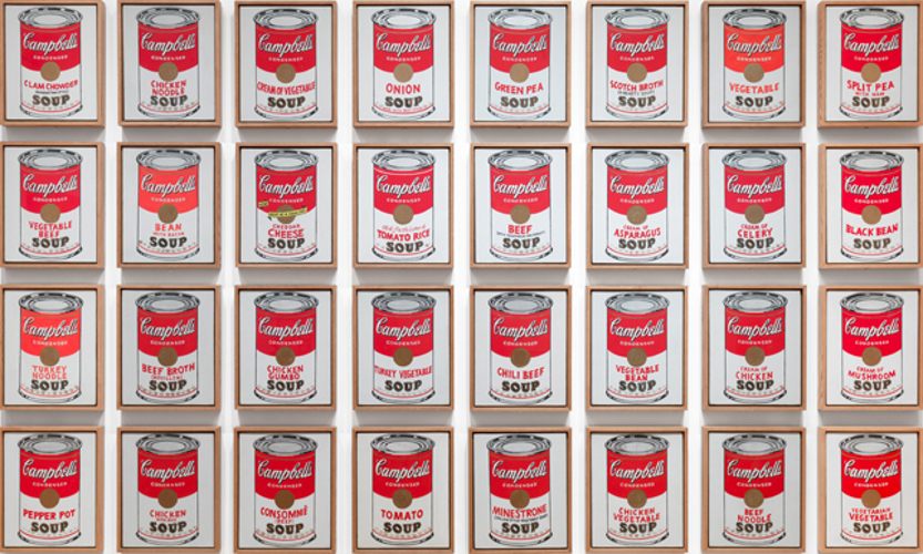 Andy Warhol, Scatole di Campbell’s soup, 1962. New York, Museum of Modern Art